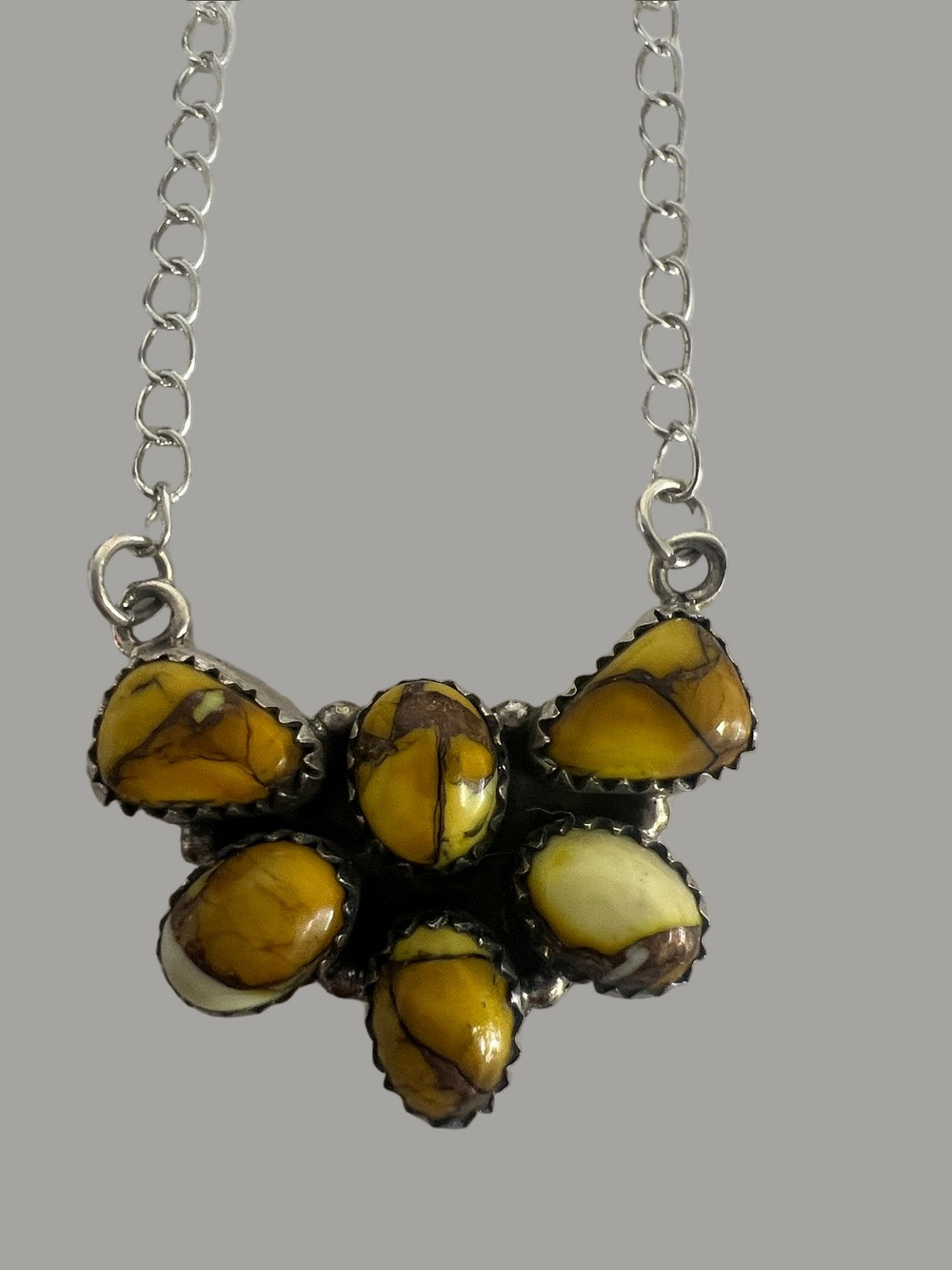 Sterling silver, Honey  Dahlia turquoise half Cluster Pendant  - Women Jewelry